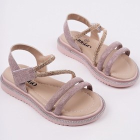 Resim Muggo Mqueen Cırtlı Ve Simli Günlük Kız Çocuk Sandalet Pudra 