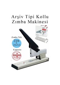 Resim Büyük Boy Zımba Makinesi 1 Adet Arşiv Tipi Zımba Makinası 100 Yaprak Kapasiteli Zımba Teli Hediyeli Kollu Zımba Makinası 