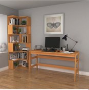 Resim Woodesk Bohem, Ahşap, Masa Ve Köşe Kitaplık Takımı, Tik Renk Teak 