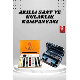 Resim Yeni Model Akıllı Saat ve Kulaklık Kampanyası Nabızz Ölçer Bluetooth Bağlantılı Uzun Pil 