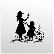 Resim Folyo Sticker Anne Ve Kızı 50cm Uzunluk Siyah 