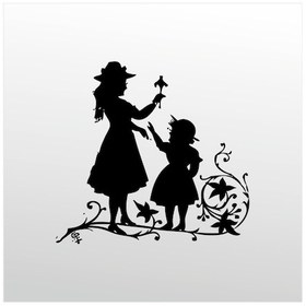 Resim Folyo Sticker Anne Ve Kızı 50cm Uzunluk Siyah 