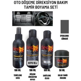 Resim Derby Koyu Bej Oto Döşeme Boya Seti ve Deri Çatlak Giderici Macun 