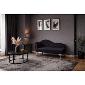 Resim aldagelsin Dekoratif Bihter Koltuğu Siyah Josephine Gold Ayak 