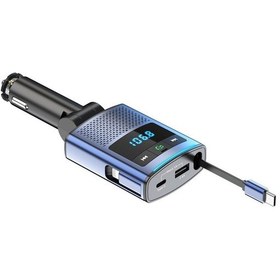 Resim Geri Çekilebilir Kablo Fm Verici Pd İle Bc99 65w Hızlı Şarj Laptop Telefon Araç Şarj Cihazı 