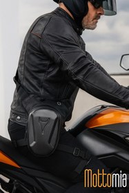 Resim mottomia Reflektörlü Karbon Detaylı Su Geçirmez Sert Kabuklu Motorsiklet Bacak Çantası – Siyah Koruyucu Model 