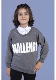 Resim Toontoy Kids Toontoy Erkek Çocuk Baskılı Gömlek Yaka Sweatshirt Antrasit Melanj 