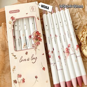 Resim 0.5 mm uçlu 6 adet MOKA gül desenli geri çekilebilir tükenmez kalem, Hızlı Kuruyan Mürekkep, Vintage Çiçek Tasarımı, Çalışma ve Ofis Malzemeleri 