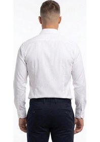 Resim UKİ Uki Beyaz Comfort Fit , Yarım İtalyan Yaka , Düz Klasik Gömlek 