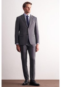 Resim İmza Haki Kırlangıç Yaka Kendinden Desenli Esnek Bel Slim Fit 6 Drop Takım Elbise 1001255168 Haki 
