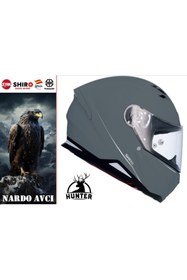 Resim Shiro Hunter Nardo Gri Mat Full Face L Beden Motosiklet Kaskı 