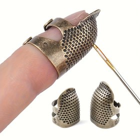 Resim Bakır Kaplamalı Ayarlanabilir Parmak Korumalı Parmak Şapkası İle El Yapımı Nakış Parmak Şapkası, Ayarlanabilir Boyutta, Kaymaz Ve Koruyucu Parmak Korumalı, Dikiş Araçları Aksesuarları 