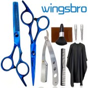 Resim Wingsbro 9 parça 15.24 cm Profesyonel Kuaför Makası Seti, Tekstürleme Makasları, İnceltme Makası, Tarak, Berber Bezi, Tüm Saç Tipleri İçin Uygun, Sağ El Kullanımı, Kokusuz, Yüksek Kaliteli Paslanmaz Çelik Keskin Kesim, Evde Saç Kesme Aracı Kiti 