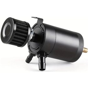 Resim Chuangyinshop Black Universal 2 Port Yağ Yakalama Tankı Rezervuar Drain Vana Breather Baffle 