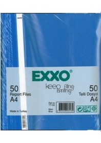 Resim Exxo Plastik Telli Dosya Mavi 50 Li Paket 