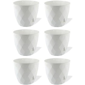 Resim Omnipazar Krs-453 Yakamoz Tabaklı Plastik Saksı Takımı 2.4 Lt Beyaz 6 Adet 
