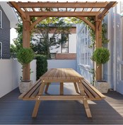 Resim Ahşap Piknik Masası Fındık Renk 8 Kişilik-592 