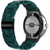 Resim Qyouth Yeşil Yedek Saat Siyahımsı Reçine Tasarımlı Kordonlu Kayış 41mm 20mm Hızlı Google Cilalı Band 