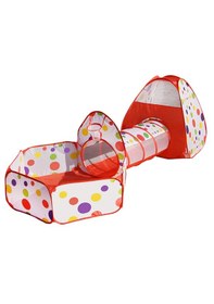 Resim Çocuk Oyun Çadırı, 3'ü Bir Arada, Top Havuzu, Oyun Çadırı, Oyun Tüneli - Top Havuzlu Oyun Çadırı Kırmızı 