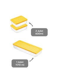 Resim Meleni Home Buzdolabı Mikrodalga Saklama Kabı 3'Lü Sarı 1 x (1170 ML) 2 x (600 ML) Sarı 