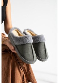 Resim Unisex Peluşlu Ev Terliği Füme 