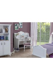 Resim Bubu Home Helen Genç Odası Takımı ( 3 Kapaklı dolap + Aynalı çamaşırlık + Karyola + Komodin + Çalışma masası ve kitaplık ) 