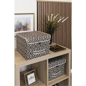 Resim ALAS Bohe 1 Adet Çok Amaçlı Kapaklı Kutu, Dolap Raf Düzenleyici, Dekoratif Saklama Kutusu 30X30X23 cm 