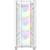 Resim Zoko Hunter 4X12 cm Argb Fan Mesh Panel Temperli Cam Bilgisayar Kasası Beyaz 