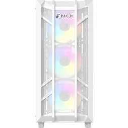 Resim Zoko Hunter 4X12 cm Argb Fan Mesh Panel Temperli Cam Bilgisayar Kasası Beyaz 