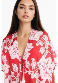 Resim DeFacto Regular Fit Tropikal Desenli Şifon Plaj Kimono-Fall in Love E8221AX25SPRD117 