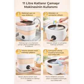 Resim Eser Ticarett 11 Litre Katlanabilir Mini Çamaşır Makinesi | Taşınabilir, Sessiz, Vakum Tabanlı Pratik Yıkama 