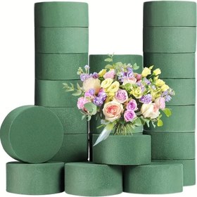 Resim 8 Adet Yeşil Çiçek Köpük Blokları - Yuvarlak Çiçek Düzenleme Çamuru DIY El İşleri, İpek Çiçekler, Düğün Dekoru & Parti Sergileri İçin 