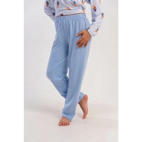 Resim Obje Kız Çocuk Mavi Likra Polyvıscon Pijama Altı 