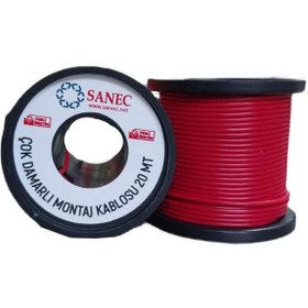 Resim SANEC Çok Damarlı Montaj Kablosu - 22 Awg - 20 Metre - Kırmızı 