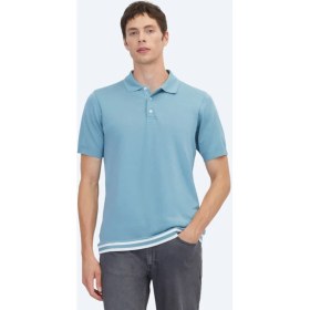 Resim Kip Mavi Düz %100 Pamuk T-Shirt 
