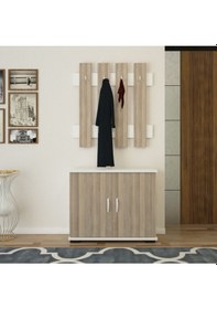 Resim Fulya Portmanto Vestiyer Askılık Ayakkabılık Dolabı, Cordoba Beyaz Beyaz 