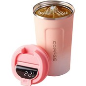 Resim Yuntech01 510ml Akıllı Sıcaklık Gösteren Paslanmaz Çelik Vakumlu Termos Bardak, Isı/sıcak Tutma, Damlacık Önlü, Araba & Seyahat İçin, Gradyan Pembe Yeşil 