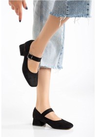Resim Aska Shoes St-006 Rugan/cild/süet Günlük 4 Cm Topuklu Bayan Ayakkabı Siyah Süet Siyah 