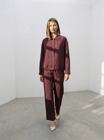 Resim Beli Ayarlanabilir Geniş Paça Pantolon Bordo - Bordo / 40 