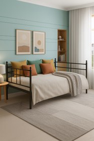 Resim Unimet Soho Daybed Tek Kişilik Sedir Metal Karyola Siyah 