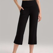 Resim Kadınlar için Yüksek Bel Esnek Yoga Kapri Pantolonları Cepli - İlkbahar/Yaz için Zayıflatan Mor Fitness ve Koşu Kısa Pantolonlar, Rahat Elastik Bel Bandı, Makinede Yıkanabilir 