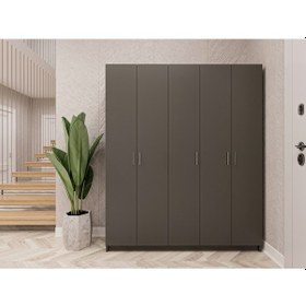 Resim %100 Mdflam Vestiyer & Portmanto V-09 150cm Koyu Gri Gri 