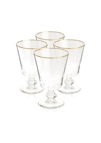 Resim Raklee Pure Altın Yaldızlı 4'lü Ayaklı Su Bardağı Seti - 280 Ml Renkli 