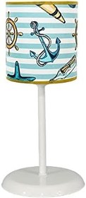 Resim Silindir Masa Lambası Kumaş Abajur-Yeşil Denizci 