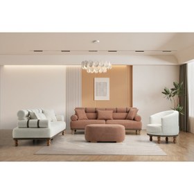 Resim Yuvaset Home Dama Ahşap Ayaklı 3+3+1 Koltuk Takımı 