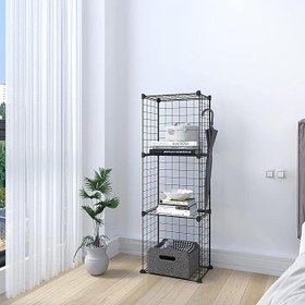 Resim DECORELAX Tel Küp Çok Amaçlı Organizer Raf Beyaz 33cm Mutfak, Oyuncak, Kiler, Depolama Rafı (Siyah, 3'lü) 