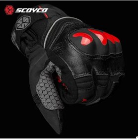 Resim Ebakbak Motosiklet Eldiveni Deri Ve Cordura Reflektörlü Su Geçirmez Özel İç Mebran Dirençli Motor Eldiveni 
