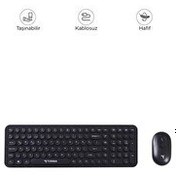 Resim Torima TMK-07 Siyah Retro Daktilo Görünümlü Kablosuz Q Klavye ve Mouse Seti 