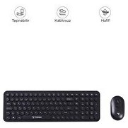 Resim Torima TMK-07 Siyah Retro Daktilo Görünümlü Kablosuz Q Klavye ve Mouse Seti 