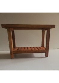 Resim İroko Ağaç Duş Oturağı, Duş Taburesi Ahşap 